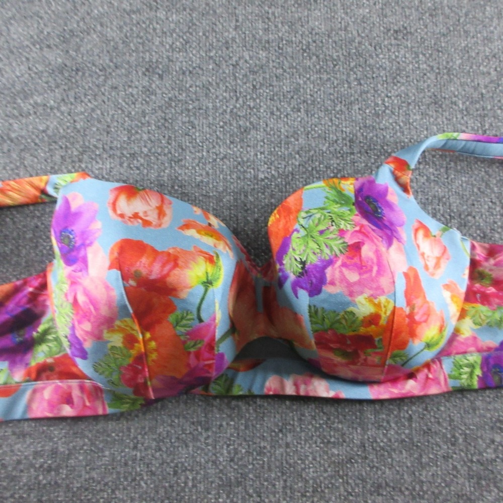 Cacique Balconette Bra Womens 40F Floral Lightly Lined Underwire Molded Stretch
